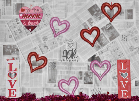 Newspaper Valentine's Day Love Backdrop for AGR Photography