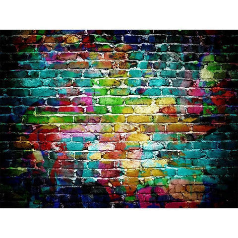 Colorful Graffiti Brick Wall Pictorial  Rubber Floor Mat