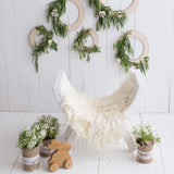 White Wood Wall Birthday Baby Show Backdrops for Picture