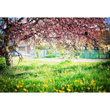 Pink Blooming Flowers Green Grass Floor Backdrops for Beautiful Spring Photography