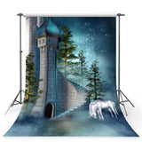 Unicorn Mysterious Castle Backdrop for Studio Photography Background
