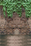 Vintage Brick Wall Stone Floor Leaves Photo Booth Prop Backdrop