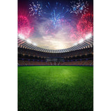 Stadium with Fireworks Backdrop Football Field Sports Photography Background