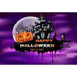 Purple Sky Night Castle With Pumpkin Backdrop for Halloween Party Photography
