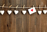 Brown Wooden White Heart Wedding Valentine's Day Backdrops