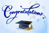 Blue Congratulations Bachelor Cap Backdrop for Students