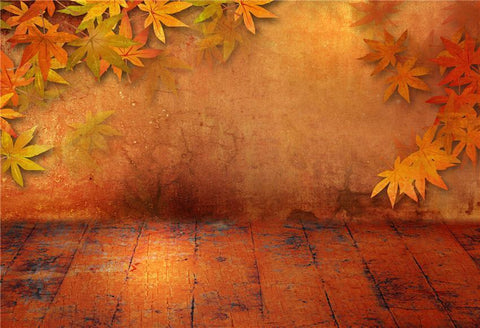 Abstract Autumn Wood Floor Maple Leaves Backdrops