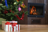 Fireplace Wood Floor Christmas Backdrops