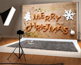 Wooden Merry Christmas Fabric Backdrops