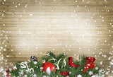 Christmas Backdrop Light Brown Snow Wooden Photography Prop