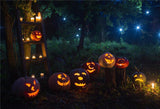 Halloween Photo Backdrop Pumpkin Light Forest Back dorps