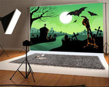 Cartoon Halloween Backdrop Bats R.I.P. Photo Background