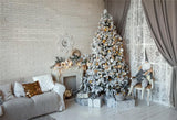 White Brick Wall Christmas Backdrops