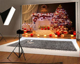 White Curtain Christmas Backdrop Red Socks Photography