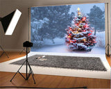 Bright Christmas Tree Snow Photography Backdrops