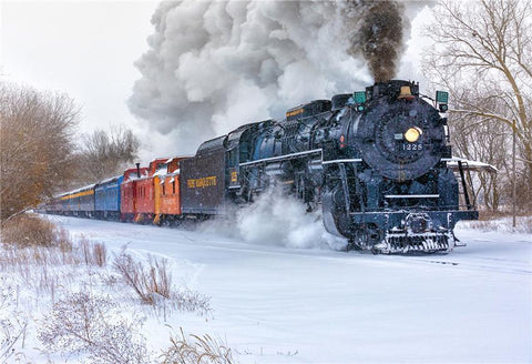 Old Train Winter Snow Photo Studio Backdrop
