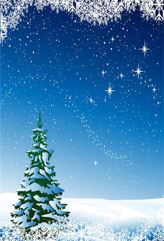 Blue Sky Glitter Stars Winter Snow Backdrops for Christmas
