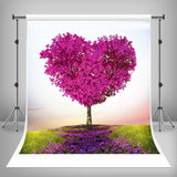 Love Heart Tree Red Leaves Backdrop For Mother's Day Photography Backdrop