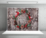 Christmas wreath Photography Backdrop Snowflake Wood Background
