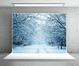 Snow Cover Tree Backdrop for Photography Winter Photo Background