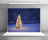 Night Light Christmas Tree Photography Backdrop Winter Background