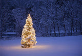 Night Light Christmas Tree Photography Backdrop Winter Background