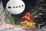 Pine Forest Winter Snow House Santa Claus Backdrop