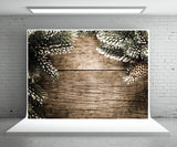 Christmas Wood Wall Phtography Backdrop Pine ball Background