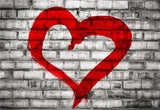 Gery Brick Wall Red Heart Valentine's Photo Backdrop