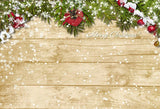 Christmas Wood Wall Photo Backdrop Snowflake Background