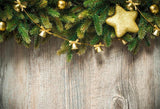 Christmas Wood Wall Photography Backdrop Pine Branch Background