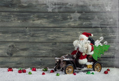 Christmas Wood Wall Photography Backdrop Santa Claus Background