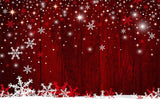 Snowflake Red Wood Wall Photography Backdrop for Christmas