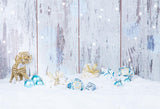 Snow Wood Wall Backdrop for Photography Christmas Background