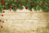 Pine Branch Wood Board Photography Backdrop for Christmas