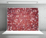 Red Brick Wall Snowflake Photography Backdrop Christmas Background