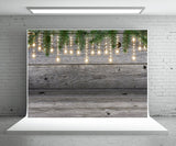 Light Star Pine Branch Wood Wall Christmas Backdrop for Photography