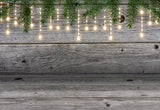 Light Star Pine Branch Wood Wall Christmas Backdrop for Photography