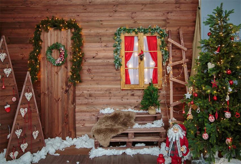 Wooden Christmas Photography Backdrops for Picture