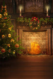 Brick Fireplace Christmas Backdrop