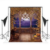 Fall Leaves Moon Cat Backdrops for Autumn
