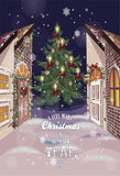 Christmas Tree Cartoon Brick House Backdrops for New Year