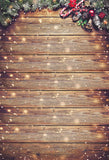 Brown Wood Wall Christmas Backdrop for Photo