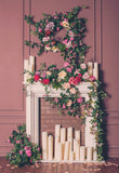 Flowers Wreath Wood Floor Wedding Photography Backdrops
