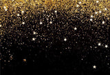 Black Gold Shiny Stars Glitter Party Backdrop for Picture