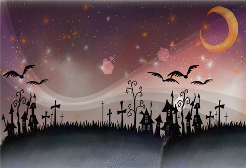 Shiny Stars Black Castle Halloween Backdrops