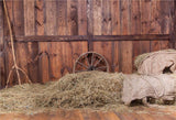 Wood Barn Straw Autumn Halloween Photo Backdrop for Picture