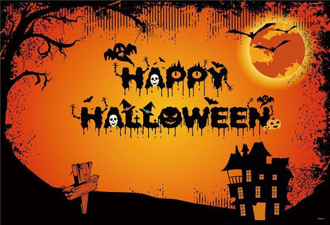 Black Castle Halloween Photo Backdrop for Party