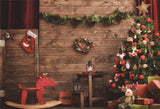 Brown Wooden Christmas Tree Photography Backdrops