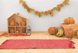Maple Leaf Wood Floor Pumpkin Autumn Backdrop